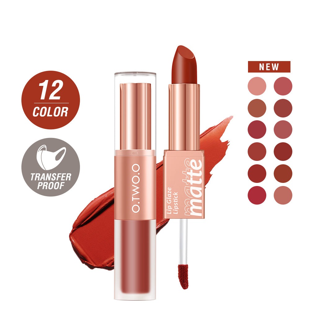 O.TWO.O 2-in-1 Matte Lipstick & Lip Gloss – Waterproof, Double-Ended | UAE