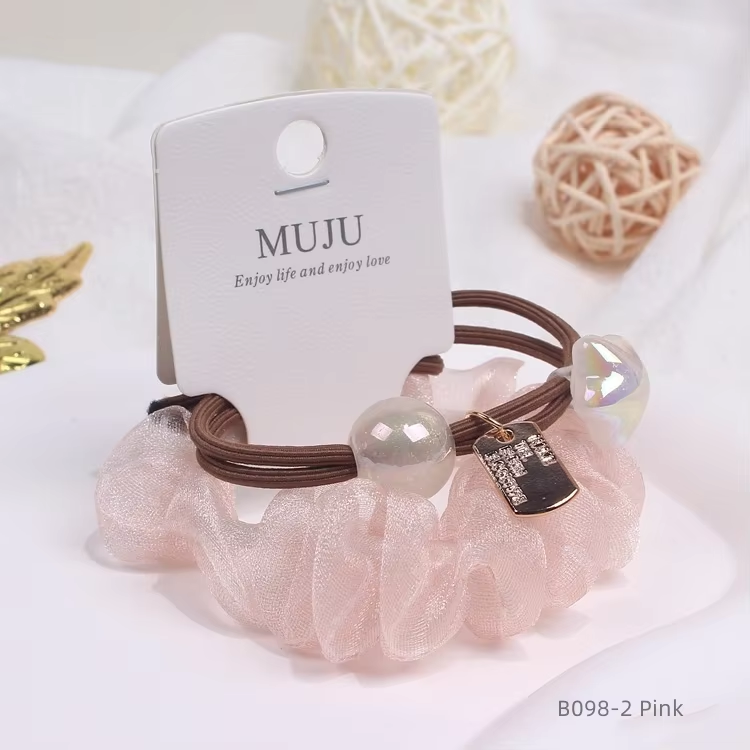 MUJU Charm Decor Hair Tie Set – Stylish Elastic Hair Bands with Cute Charms | UAE
