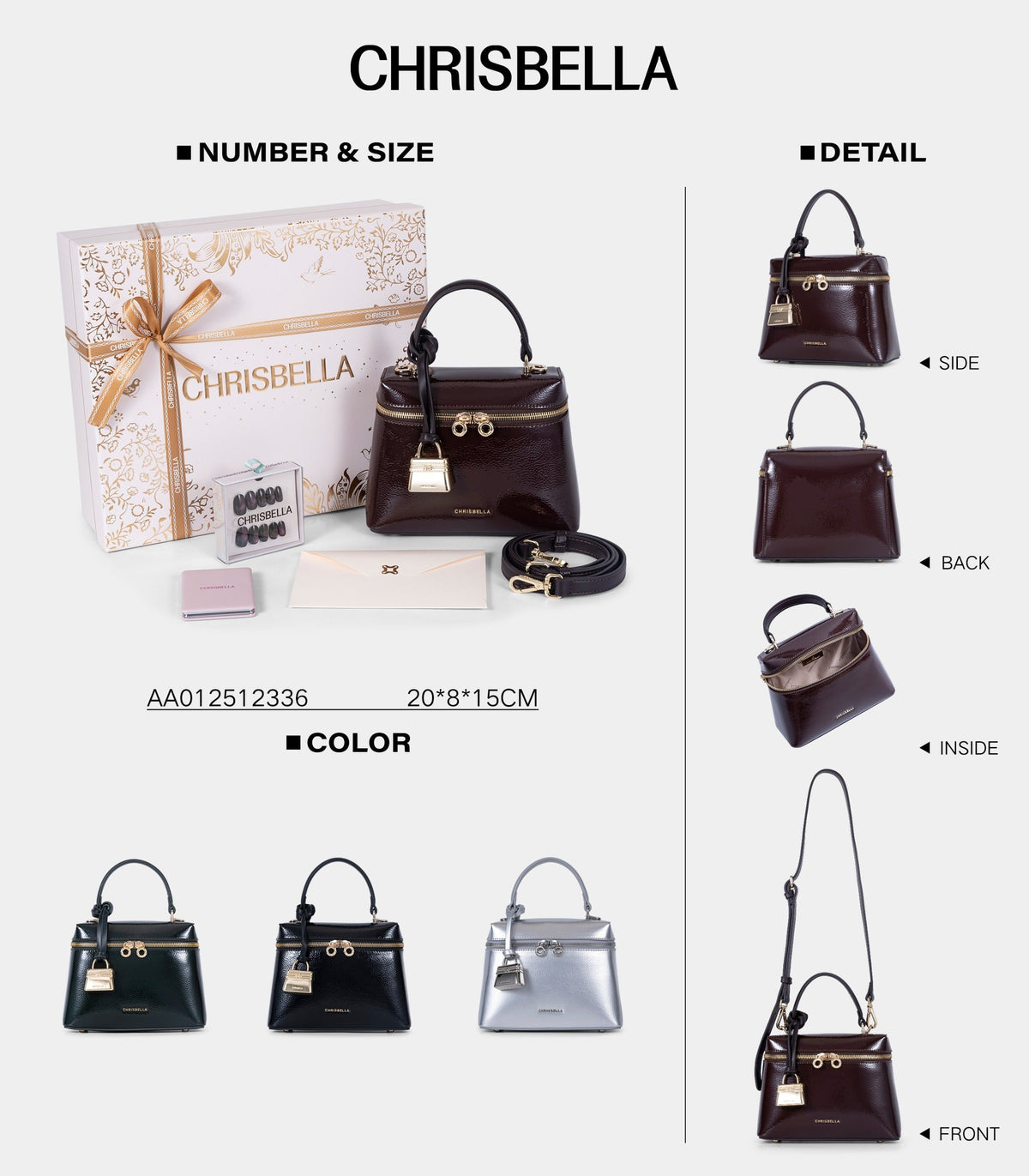 Chrisbella Women's Mini Top Handle Bag with Gift Box | Elegant Handbag Set UAE