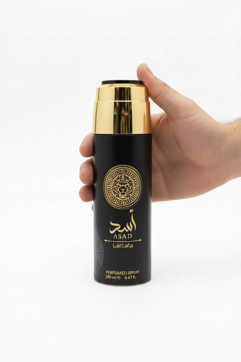 Asad Black Lattafa Perfumed Body Spray 200ml | Long-Lasting Men's Fragrance UAE