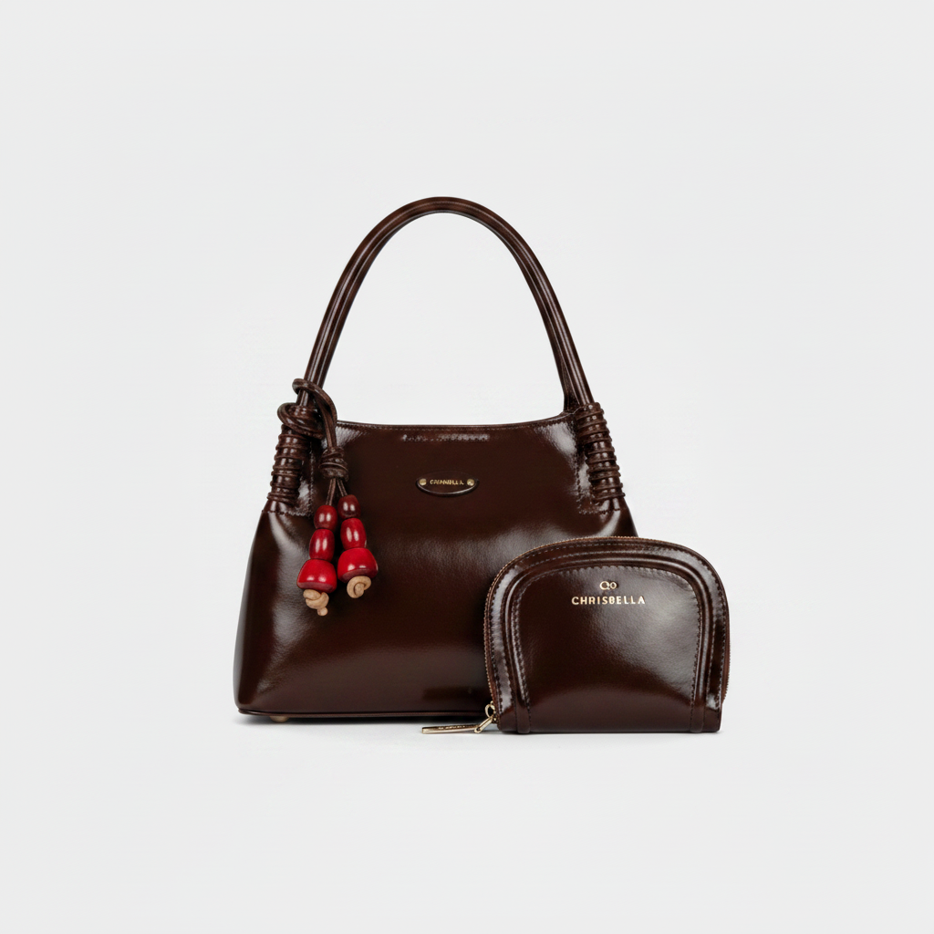 Chrisbella 2-in-1 Hobo Bag & Coin Purse | Wooden Bead Tassel Handbag UAE