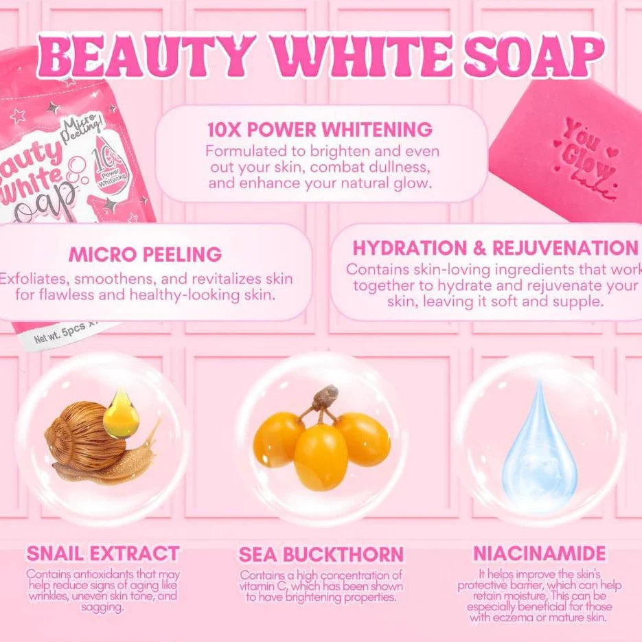 You Glow Babe Beauty White Soap – 10x Intense Whitening & Micropeeling Bar | Deep Clean & Brighten | UAE