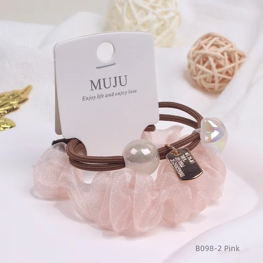 MUJU Charm Decor Hair Tie Set – Stylish Elastic Hair Bands with Cute Charms | UAE
