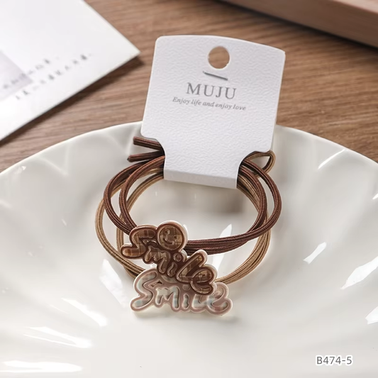MUJU Decorative Hair Tie Set – Stylish Elastic Hair Bands with Charms & Accents | UAE