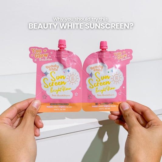 You Glow Babe Bright Glow Sunscreen SPF50 – Sea Buckthorn, 25g (2 Sachets) | Lightweight UV Protection | UAE
